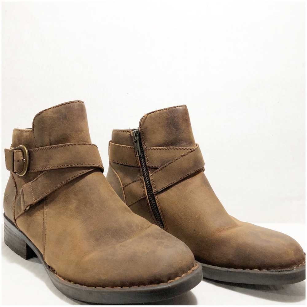 Born Brown Suede Buckle Bootie Sz 7M